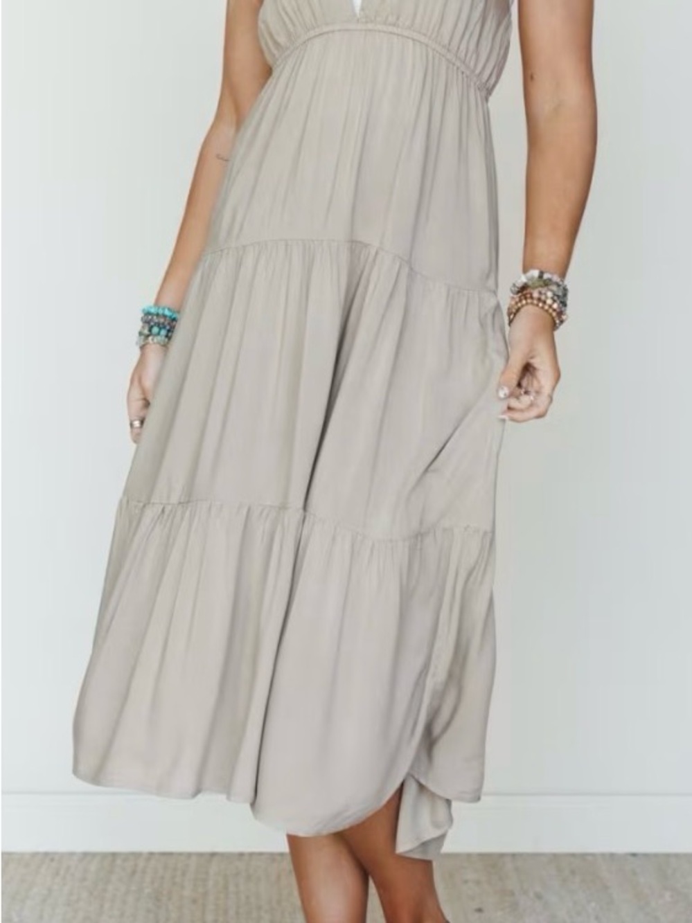 Zenana Outfitters Beige Midi Dress